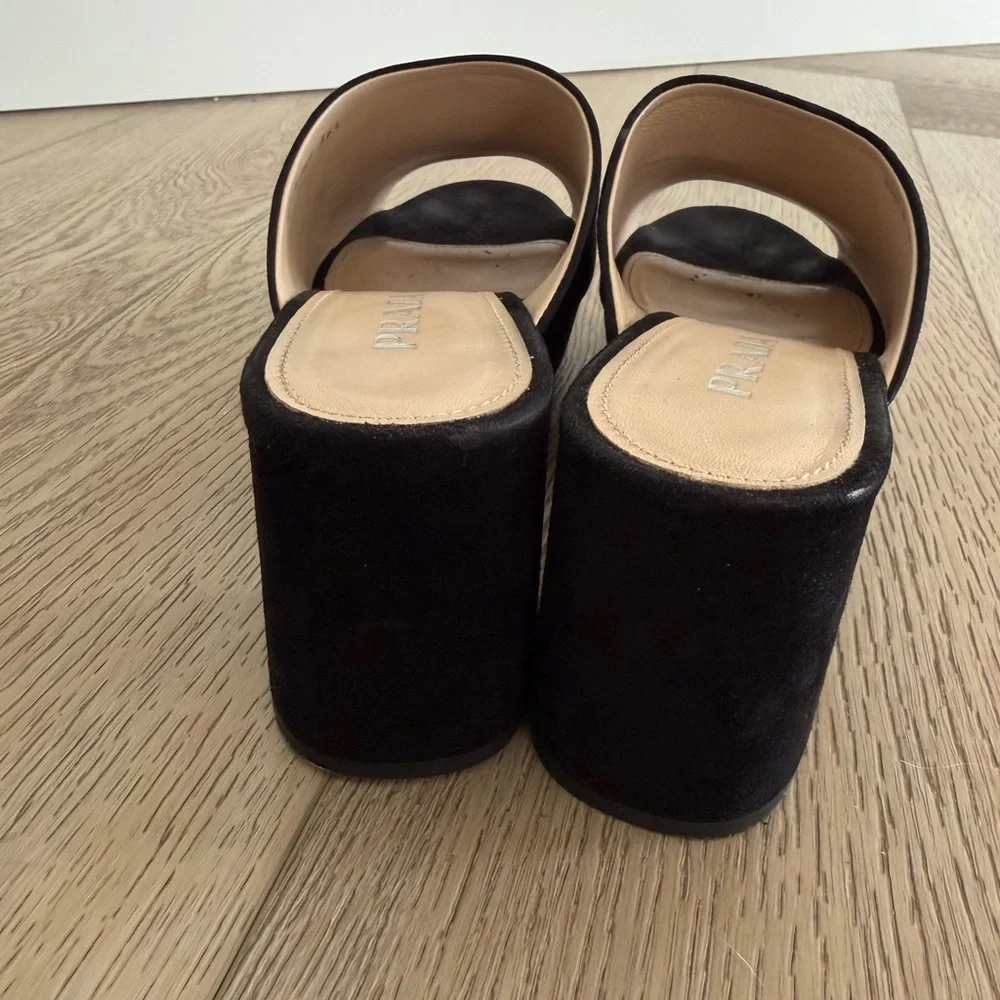Prada Suede Platform Mules